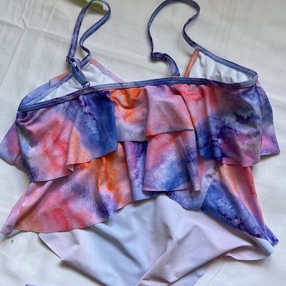 ⭐️FLARED Ruffle Tankini Top High Waisted Ruched Bottom Bikini Set⭐️ - Picture 5 of 6